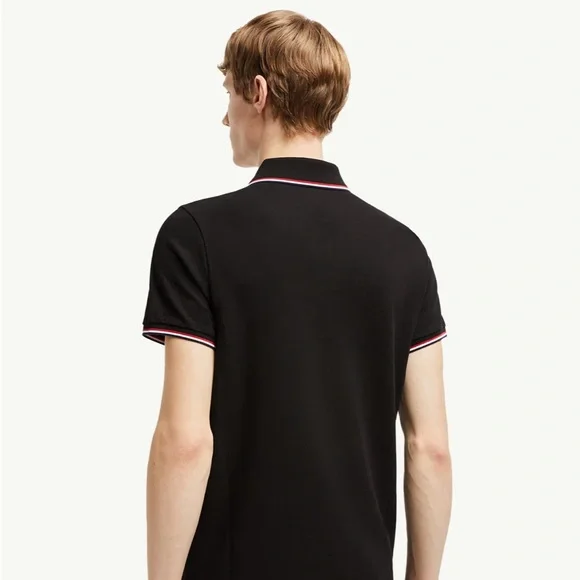 Moncler Men's Polo in Black with Red Accents Size Medium $395 - Picture 14 of 16